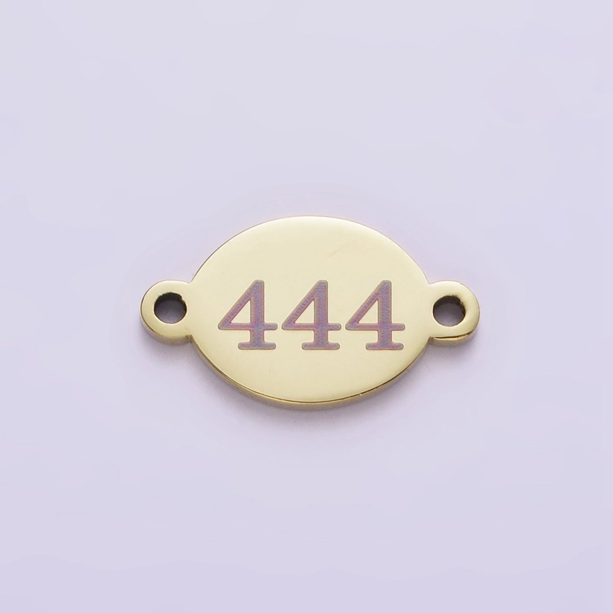 Stainless Steel 8mm Angel Number Numerology Engraved Oval Gold Connector G-672~G-681