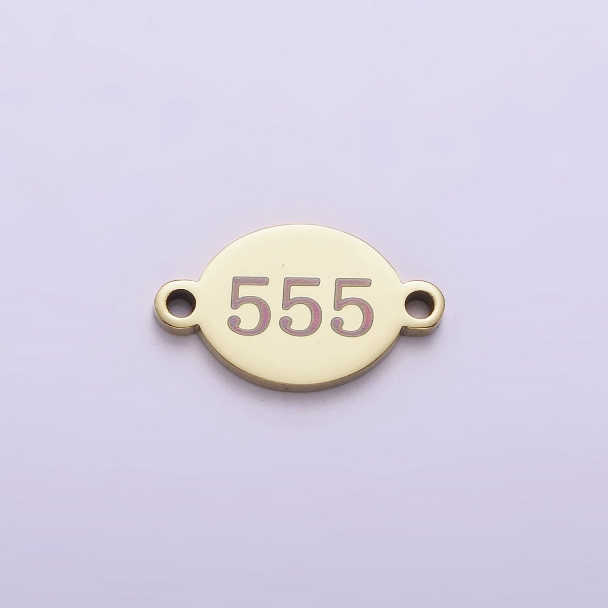 Stainless Steel 8mm Angel Number Numerology Engraved Oval Gold Connector G-672~G-681