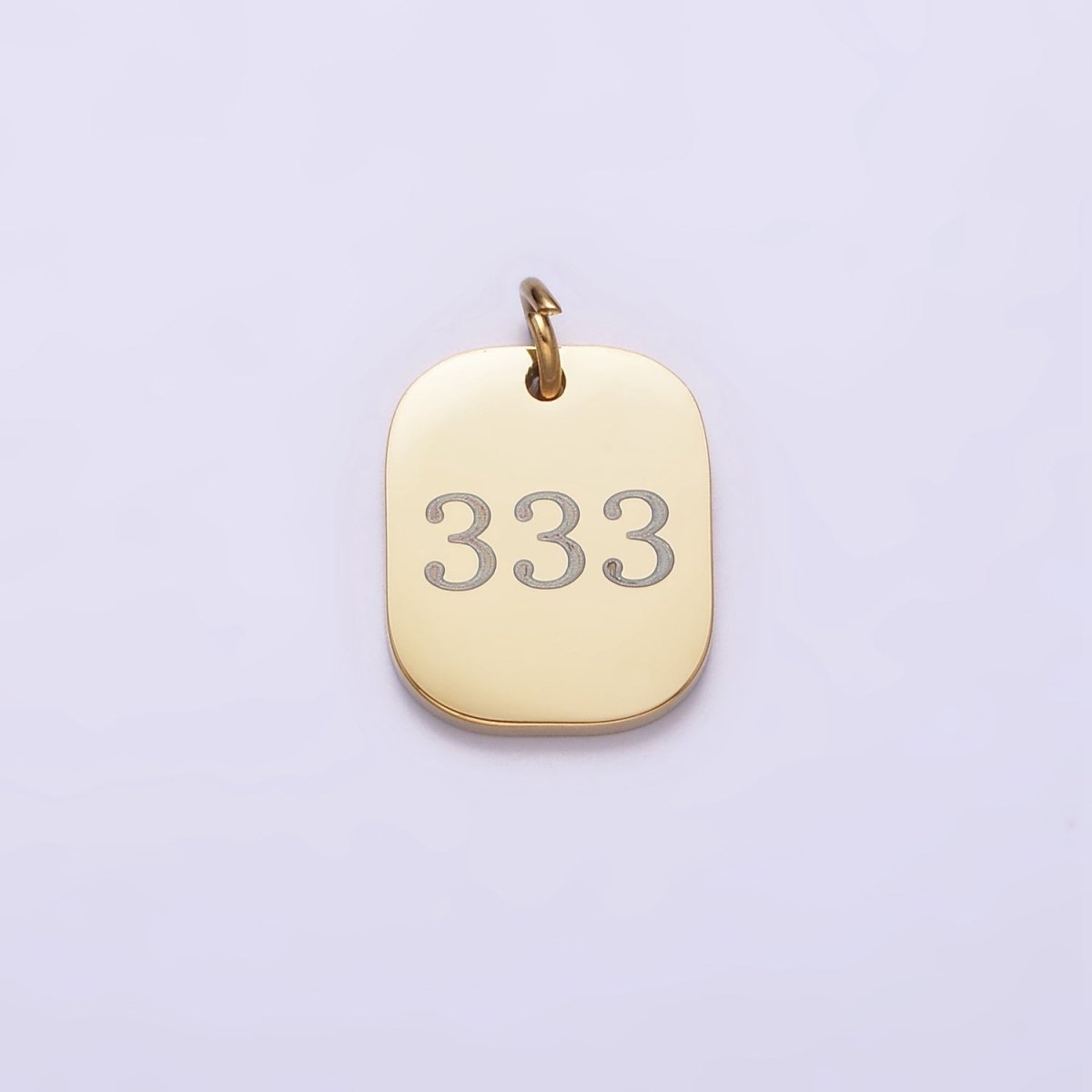 Stainless Steel Angel Number Numerology Engraved 14mm Gold Charm   P-570-P-578
