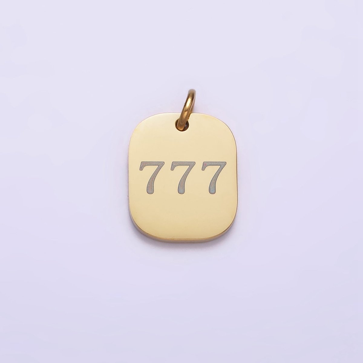 Stainless Steel Angel Number Numerology Engraved 14mm Gold Charm   P-570-P-578