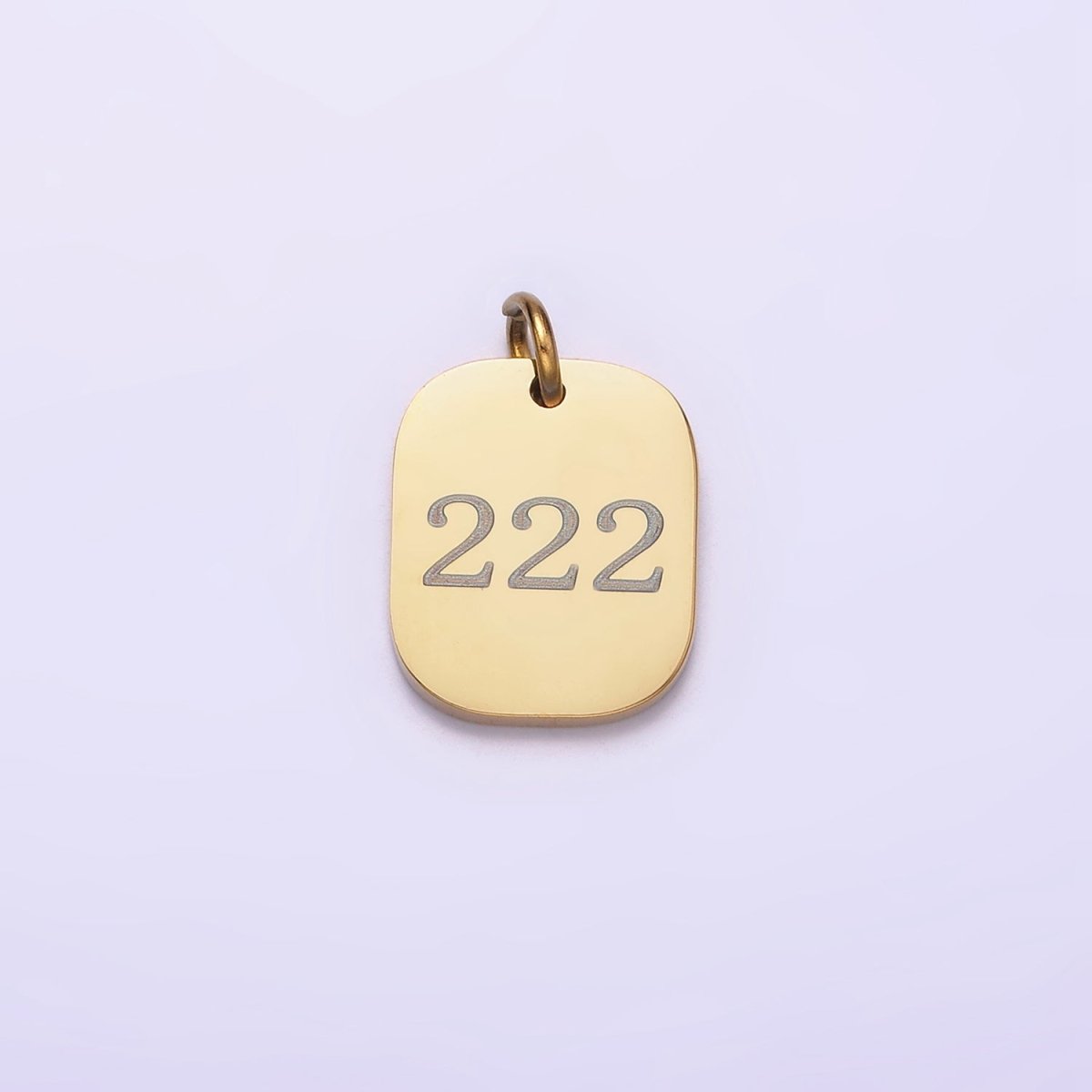 Stainless Steel Angel Number Numerology Engraved 14mm Gold Charm   P-570-P-578