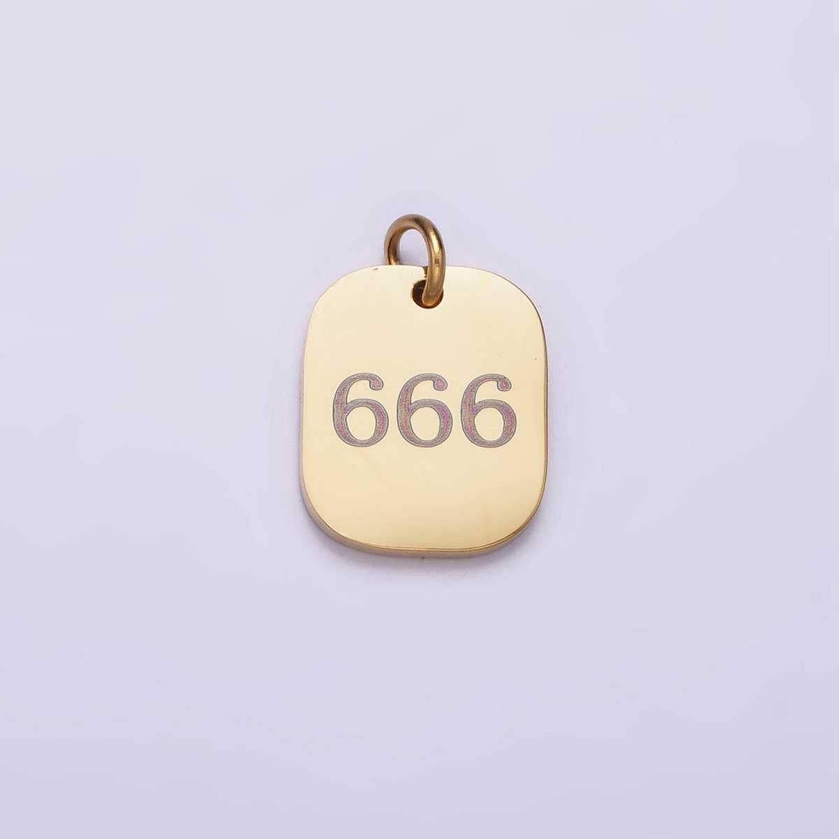 Stainless Steel Angel Number Numerology Engraved 14mm Gold Charm   P-570-P-578