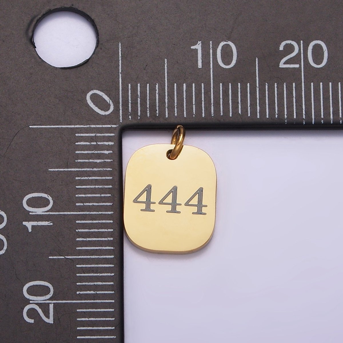 Stainless Steel Angel Number Numerology Engraved 14mm Gold Charm   P-570-P-578