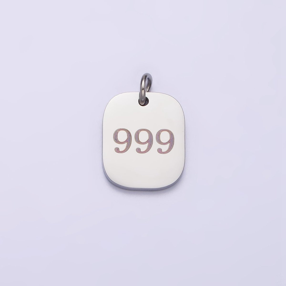 Stainless Steel Angel Number Numerology Engraved 14mm Silver Tag Charm P-579-P-587