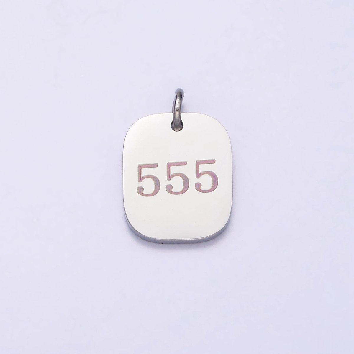 Stainless Steel Angel Number Numerology Engraved 14mm Silver Tag Charm P-579-P-587