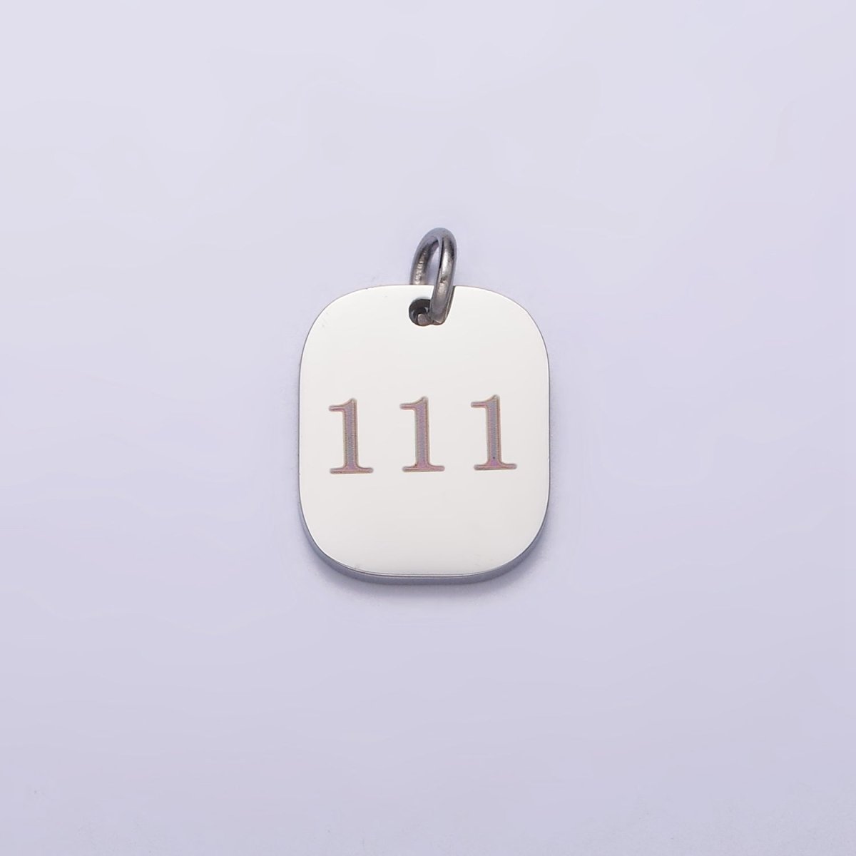 Stainless Steel Angel Number Numerology Engraved 14mm Silver Tag Charm P-579-P-587