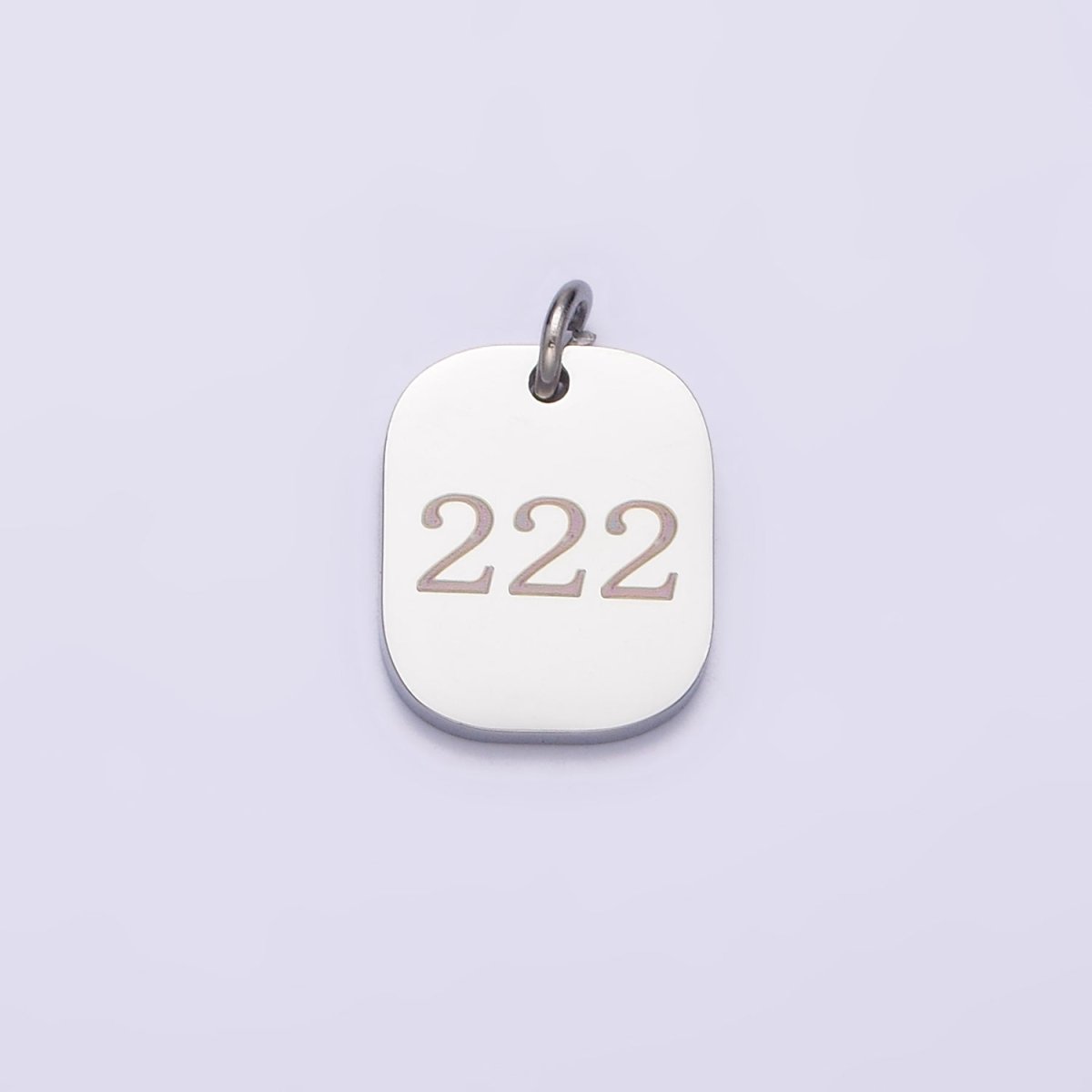 Stainless Steel Angel Number Numerology Engraved 14mm Silver Tag Charm P-579-P-587