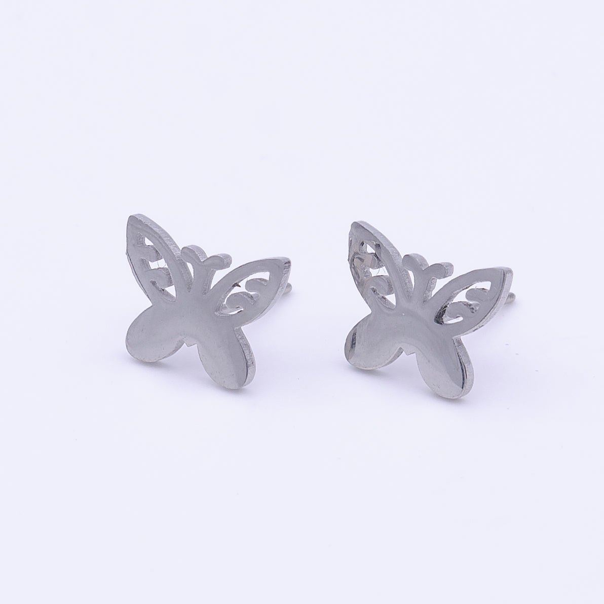Stainless Steel Artisan Butterfly Mariposa Silver Studs Earrings | AD-254