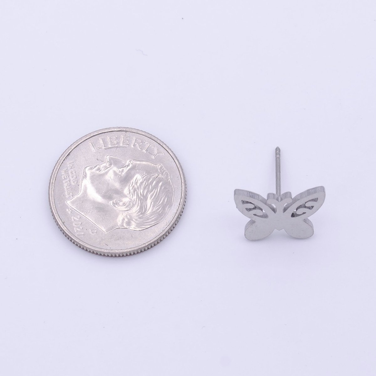 Stainless Steel Artisan Butterfly Mariposa Silver Studs Earrings | AD-254