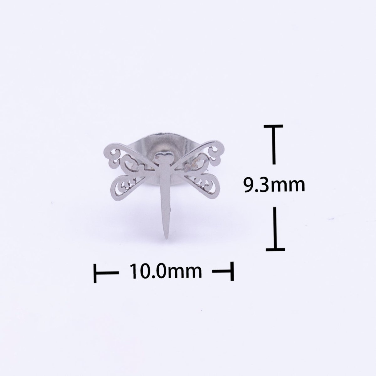 Stainless Steel Artisan Dragonfly Insect Minimalist Silver Stud Earrings | AD-252