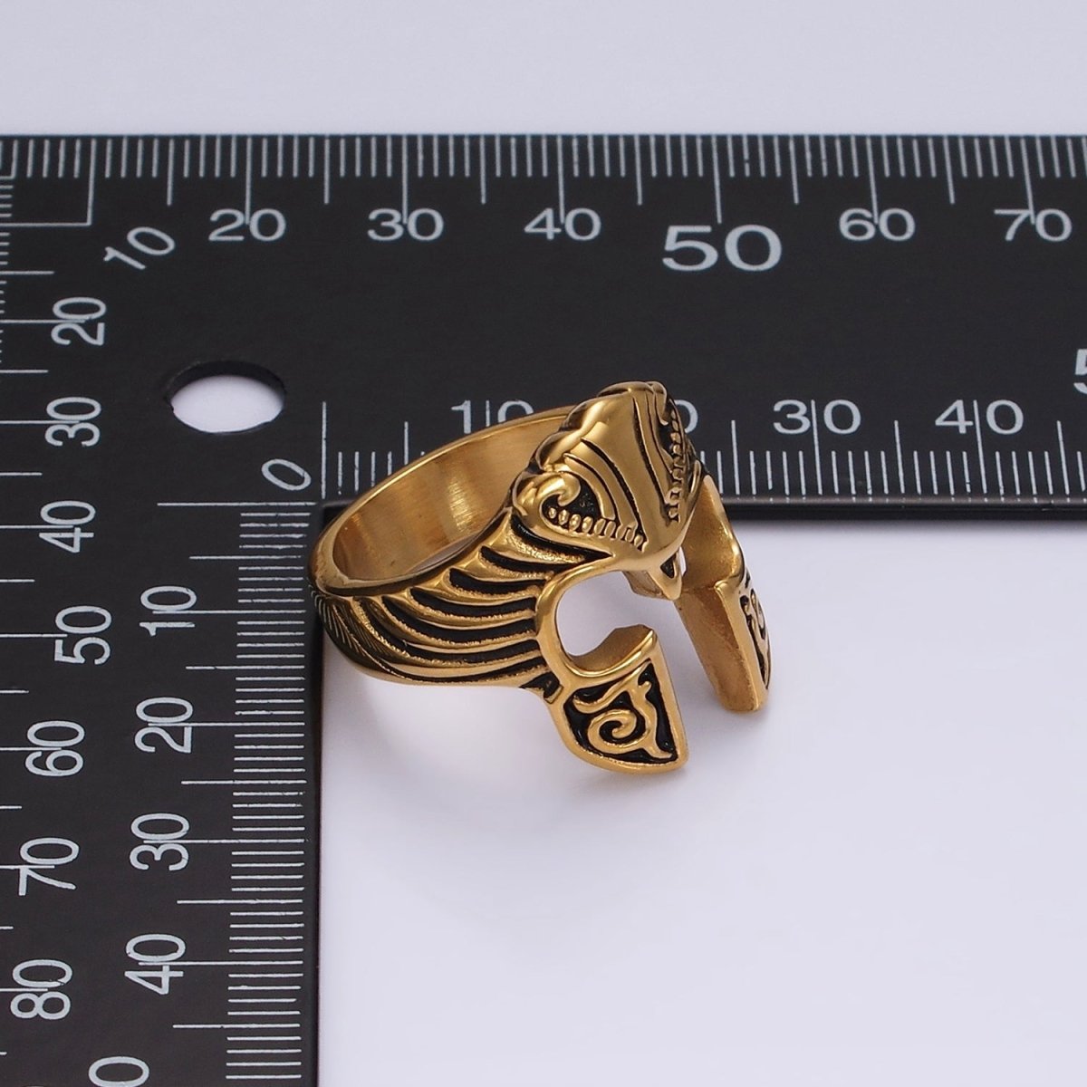 Stainless Steel Artisan Warrior Helmet Open Ring in Gold & Silver | O1228 - O1233