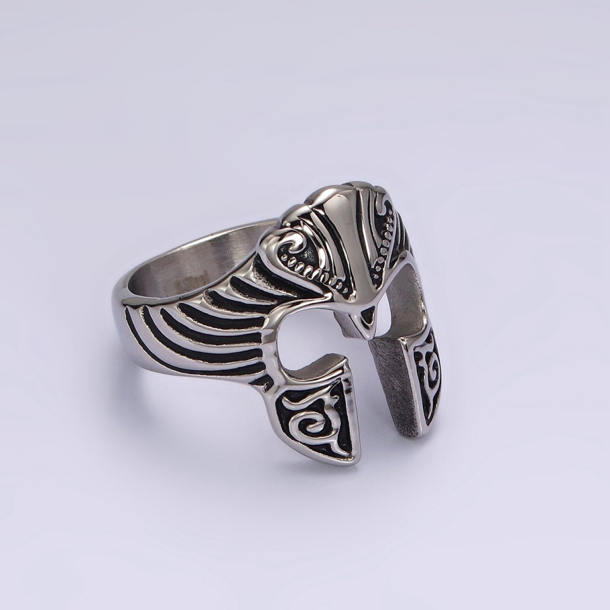 Stainless Steel Artisan Warrior Helmet Open Ring in Gold & Silver | O1228 - O1233