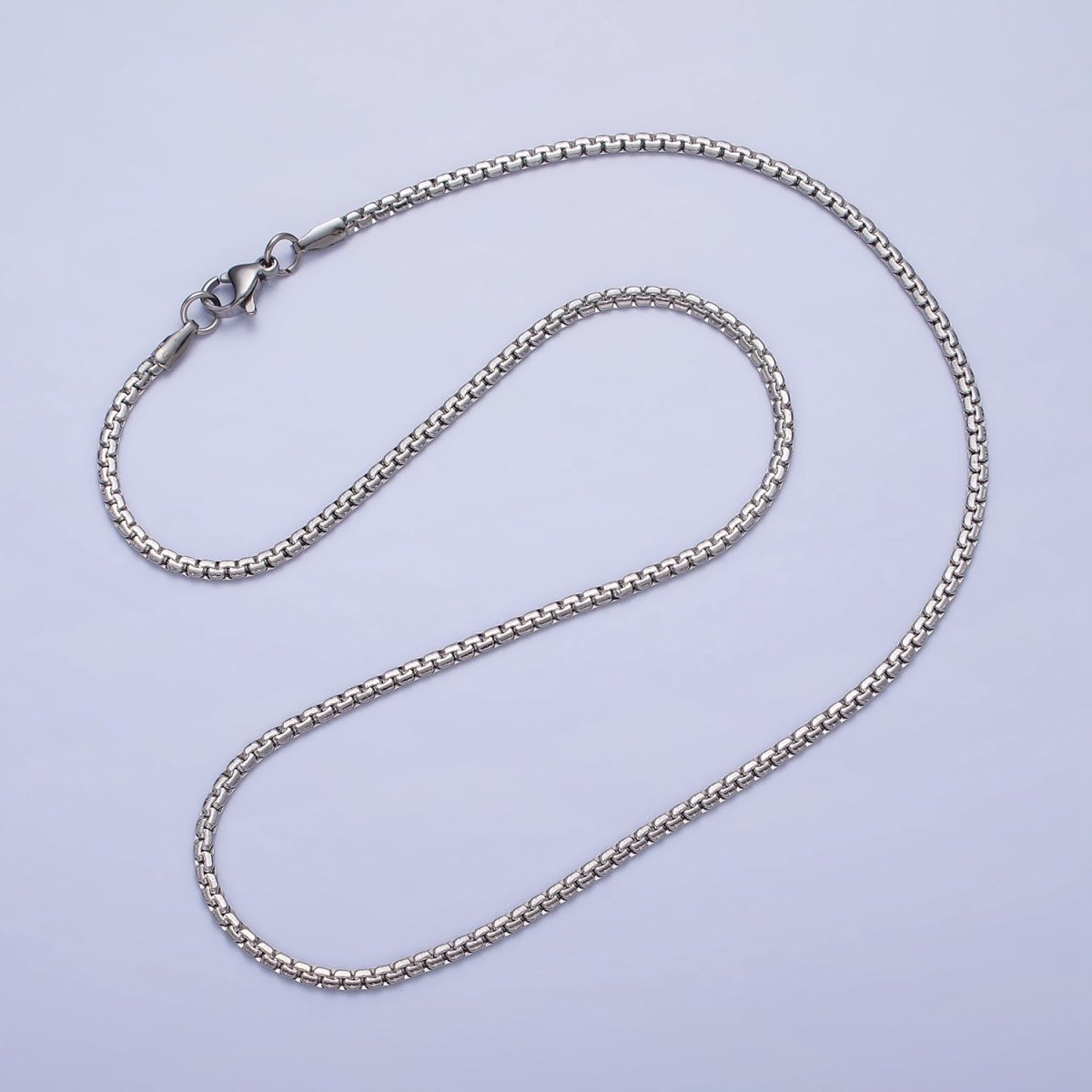 Stainless Steel Box Boston Chain Necklace 2mm Thick Gold Box Chain 17.7 inches, 19.6 inches for Jewelry Making | WA-1700 WA-1705 Clearance Pricing