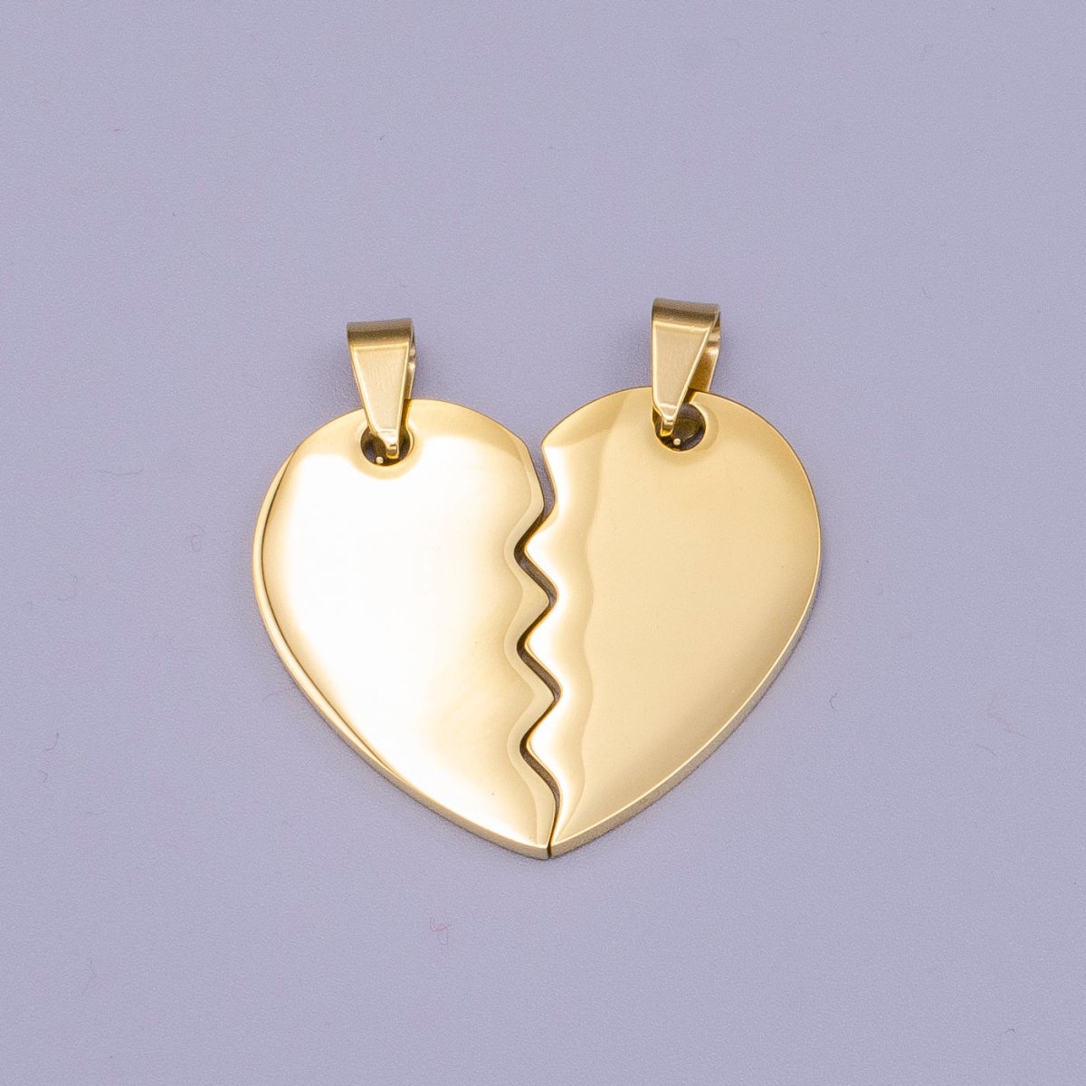 Stainless Steel Breakable Heart Couple's Valentine Minimalist Pendant Set | P-1170