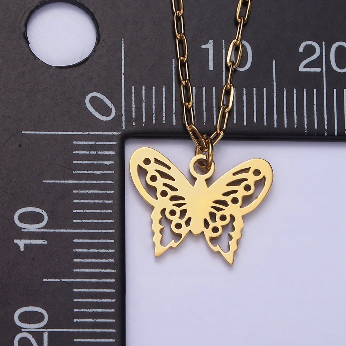 Stainless Steel Butterfly Open Wings Charm 17 Inch Paperclip Chain Necklace | WA-2080 Clearance Pricing