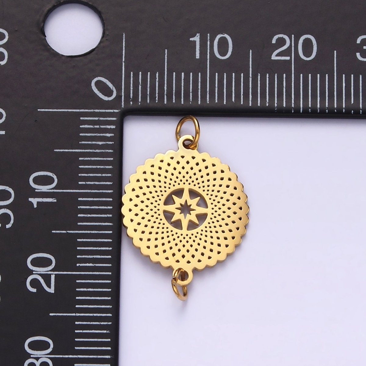 Stainless Steel Celestial North Star Artisan Open Round Connector | P1353