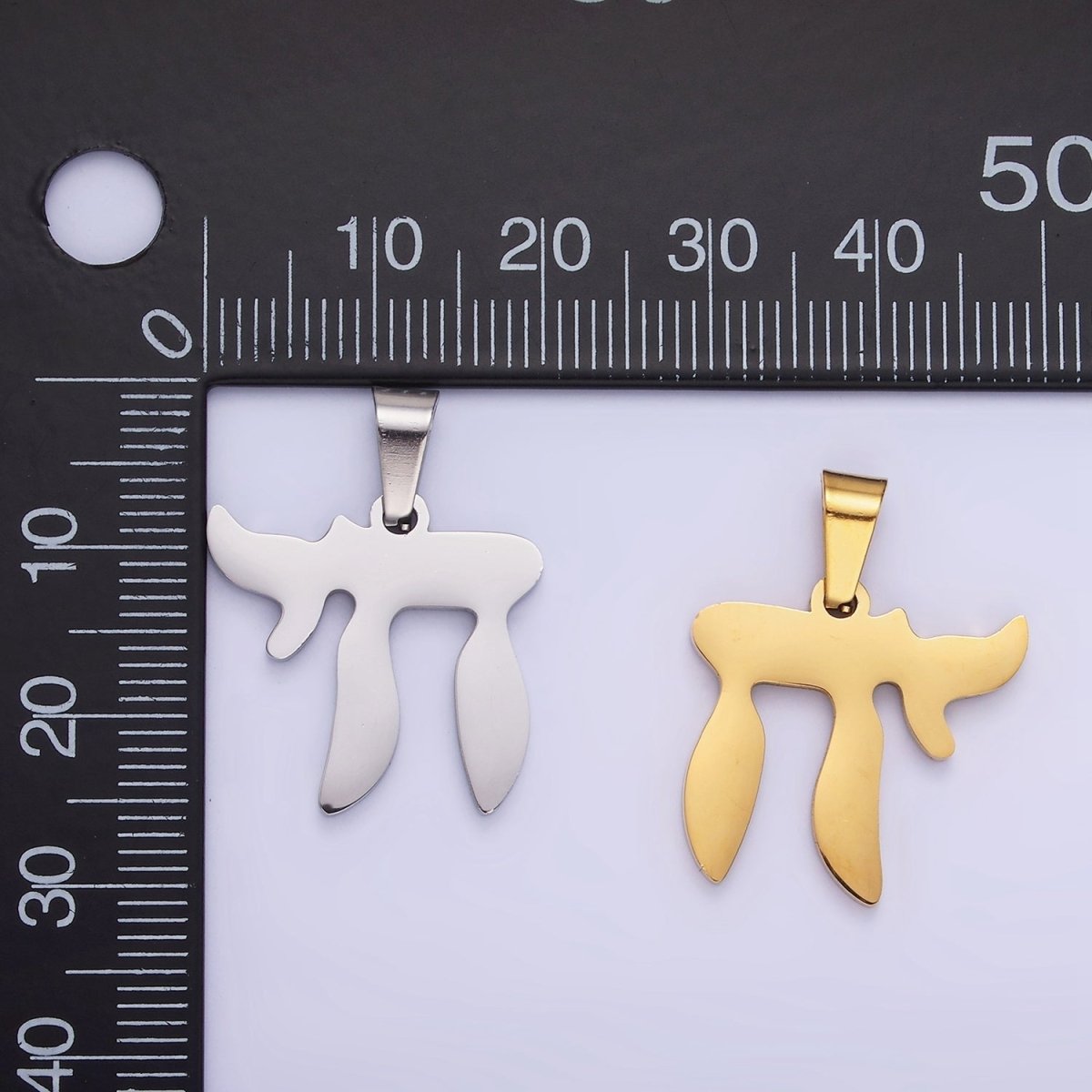 Stainless Steel "Chai" Hebrew Script Jewish Pendant in Gold & Silver | P1419