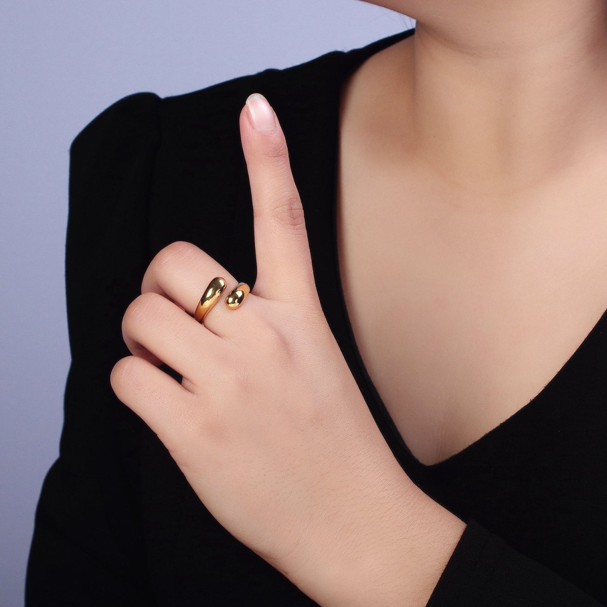 Stainless Steel Chubby Geometric Claw Open Band Ring in Gold & Silver | O-1730~O-1732