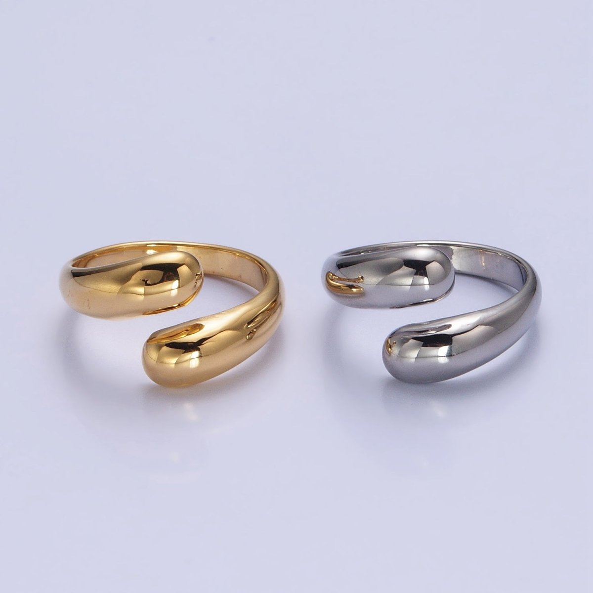 Stainless Steel Chubby Geometric Claw Open Band Ring in Gold & Silver | O-1730~O-1732