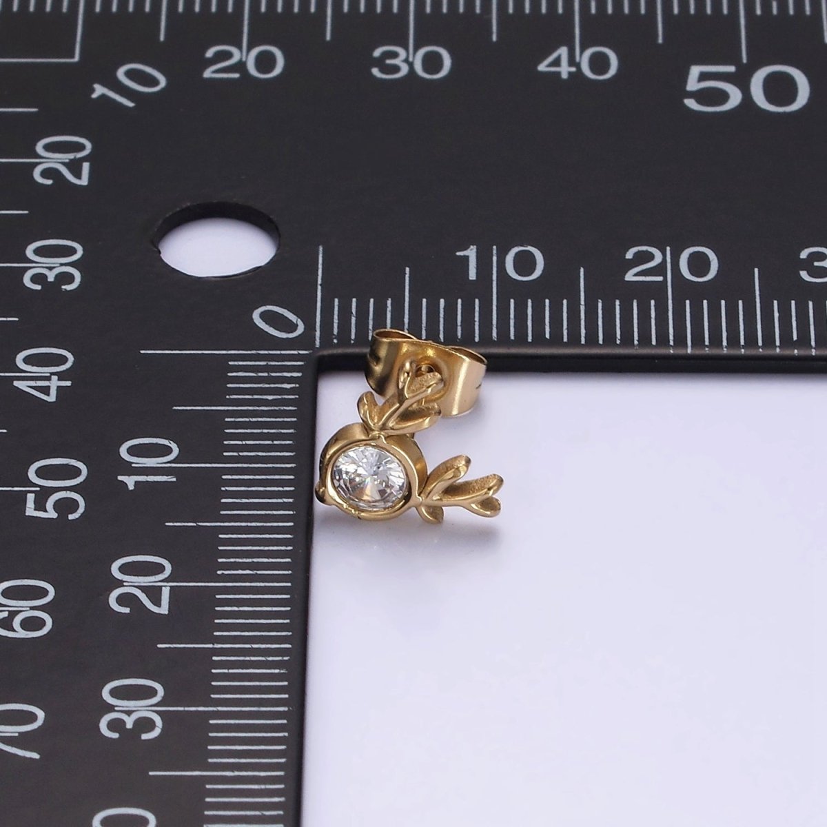 Stainless Steel Clear CZ Animal Reindeer Horn Stud Earrings | AE717