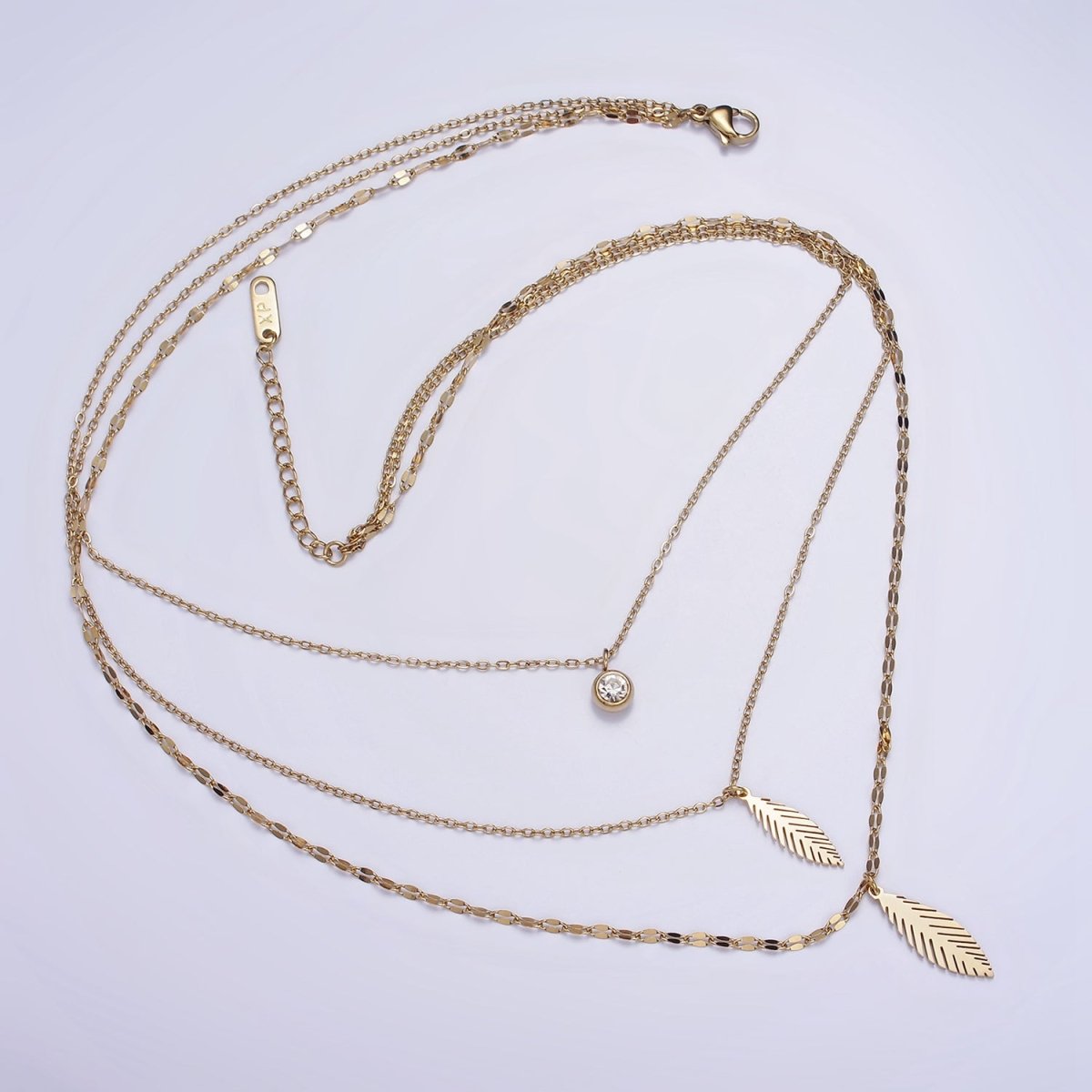 Stainless Steel Clear CZ Flower Cable Unique Double Layer Double Layer Stack Necklace | WA-2071 Clearance Pricing