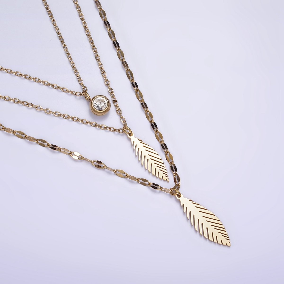 Stainless Steel Clear CZ Flower Cable Unique Double Layer Double Layer Stack Necklace | WA-2071 Clearance Pricing