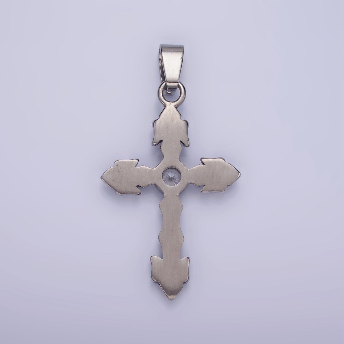 Stainless Steel Cross Pendant Antique Silver Trident Cross Charm P-878