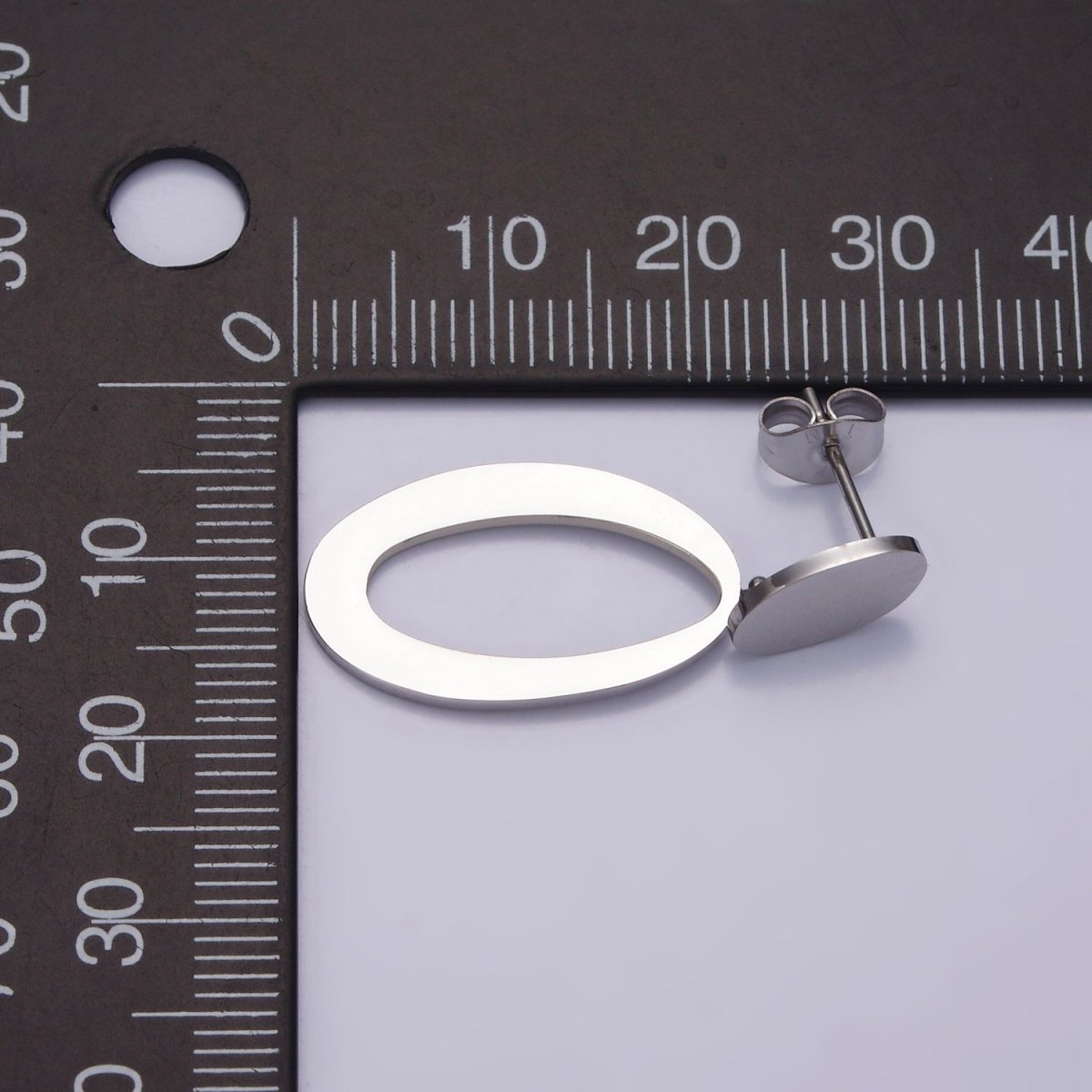 Stainless Steel Double Oval Open Geometric Stud Earrings | AE746