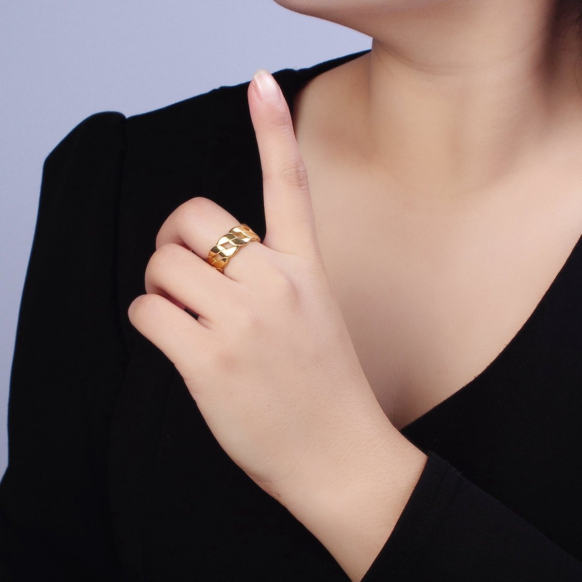 Stainless Steel Flat Curb Chain Link Ring in Gold & Silver | O-1765~O-1772