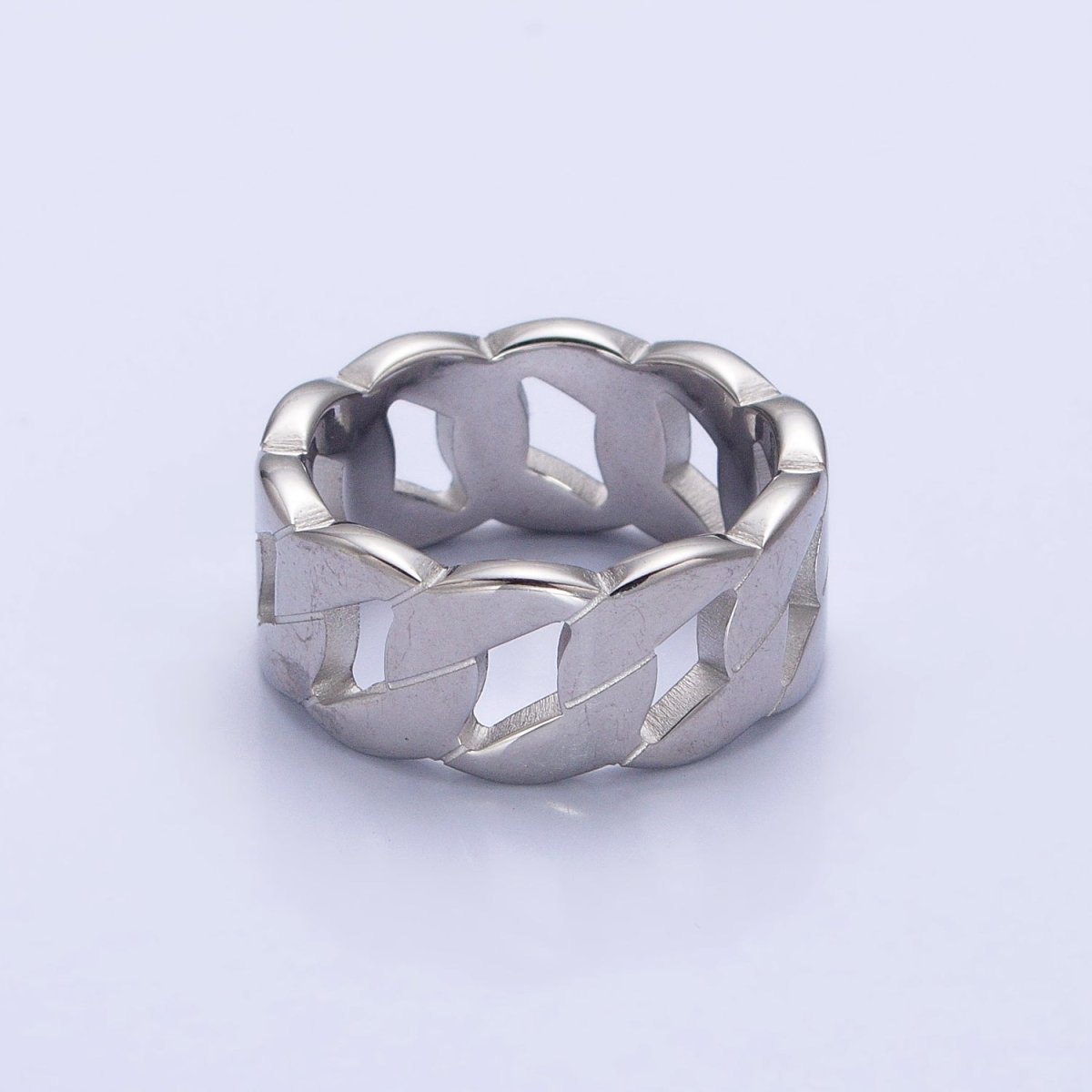 Stainless Steel Flat Curb Chain Link Ring in Gold & Silver | O-1765~O-1772
