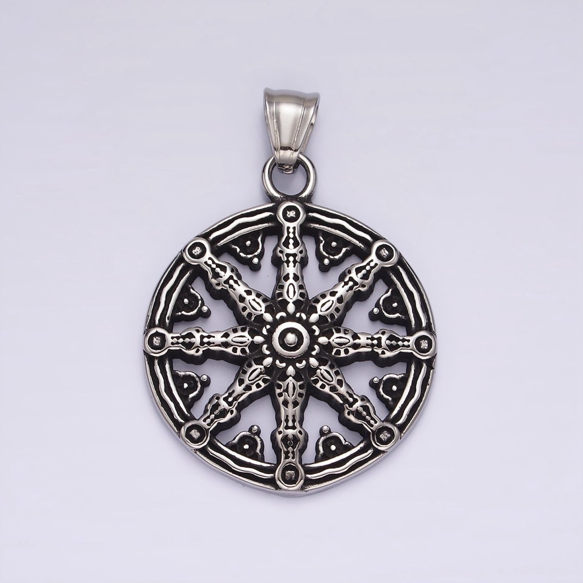 Stainless Steel Geometric Artisan Open Round Pendant | P869