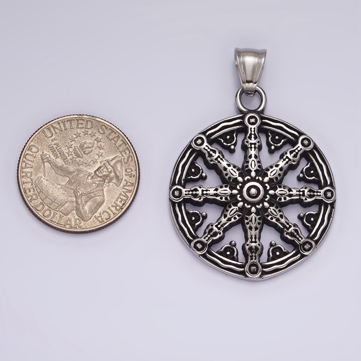 Stainless Steel Geometric Artisan Open Round Pendant | P869
