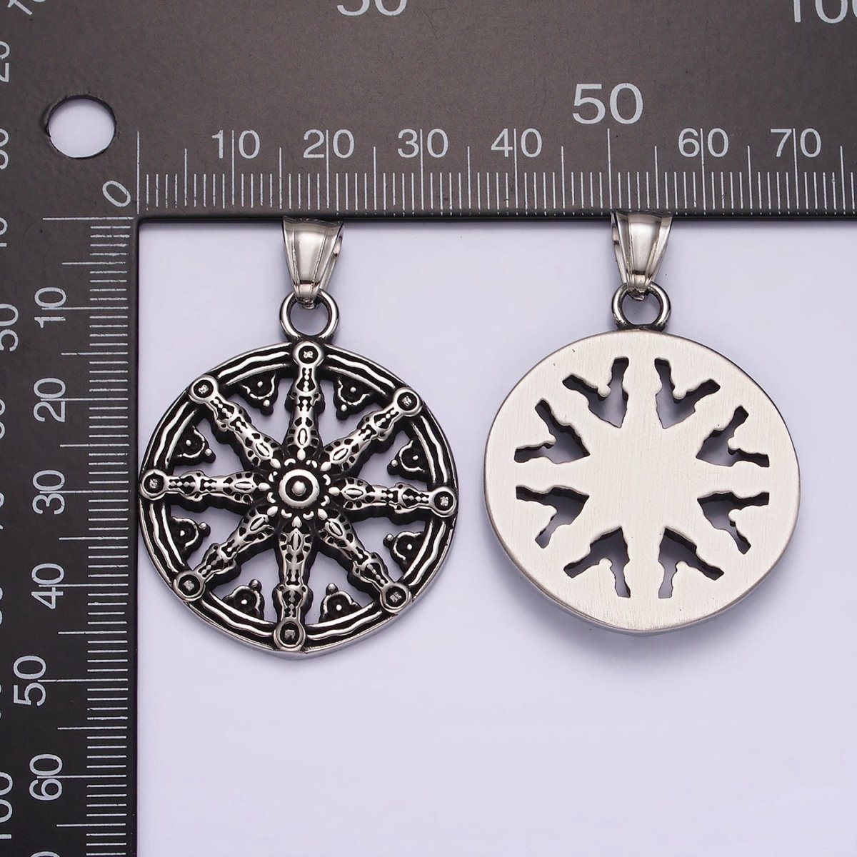 Stainless Steel Geometric Artisan Open Round Pendant | P869