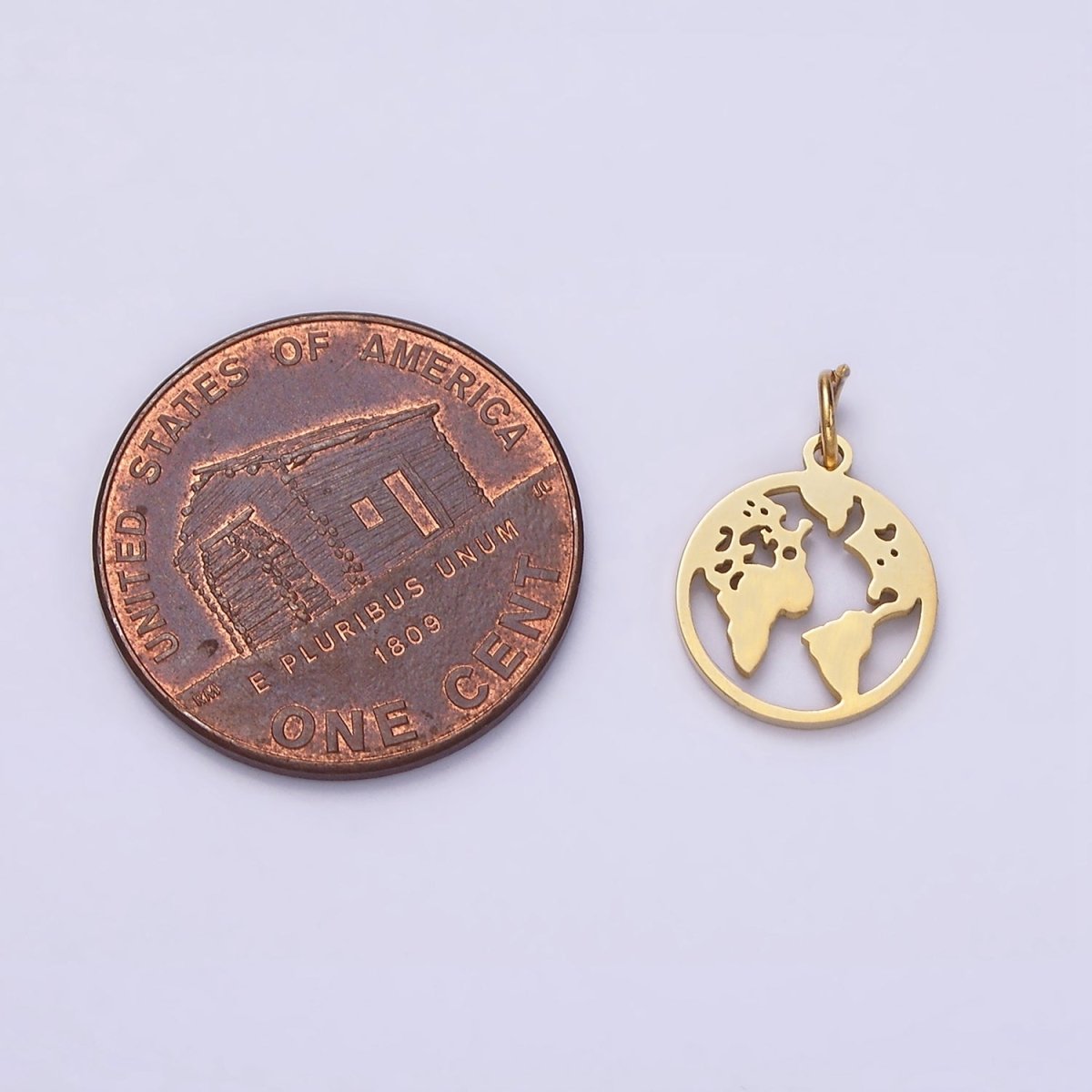 Stainless Steel Globe World Map Minimalist Open Round Charm | P1348