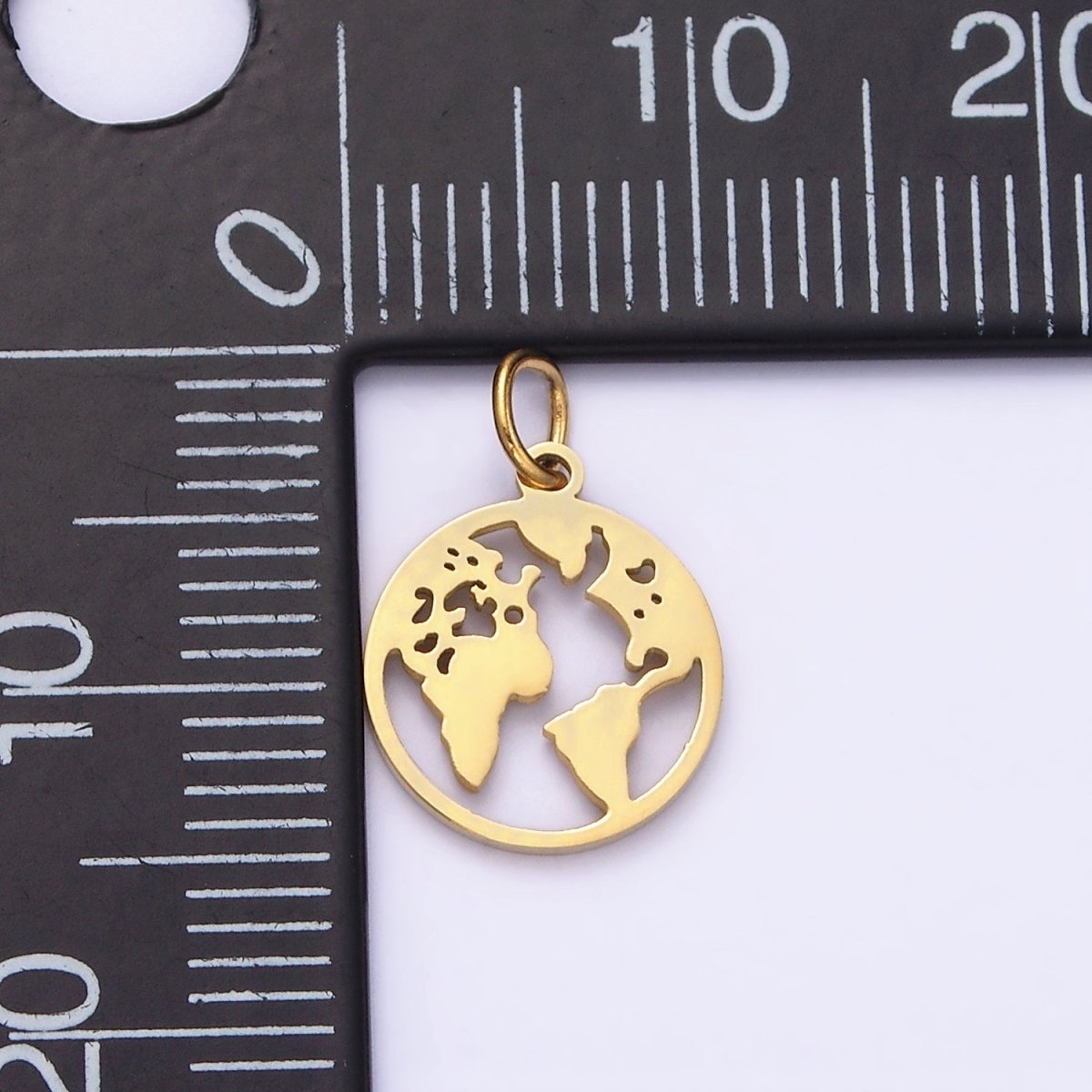 Stainless Steel Globe World Map Minimalist Open Round Charm | P1348