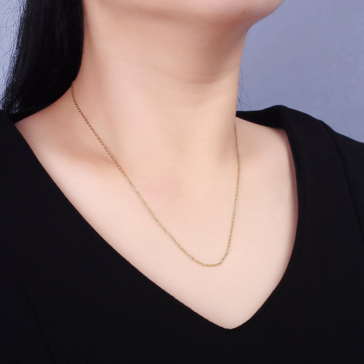 Stainless Steel Gold 0.7mm Dainty Cable 18 Inch Layering Chain Necklace | WA-2211 Clearance Pricing