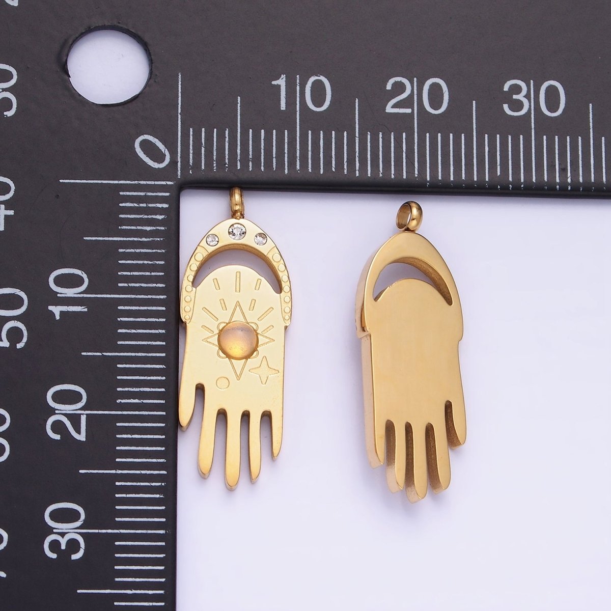 Stainless Steel Gold Hand Charm Dainty Opal Star Pendant P-1378