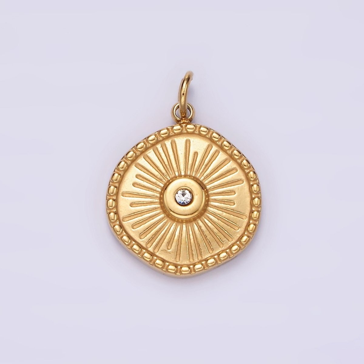 Stainless Steel Gold Radial Sun Pendant Charm for Necklace Bracelet Celestial Jewelry | P651