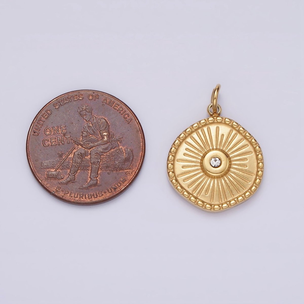 Stainless Steel Gold Radial Sun Pendant Charm for Necklace Bracelet Celestial Jewelry | P651