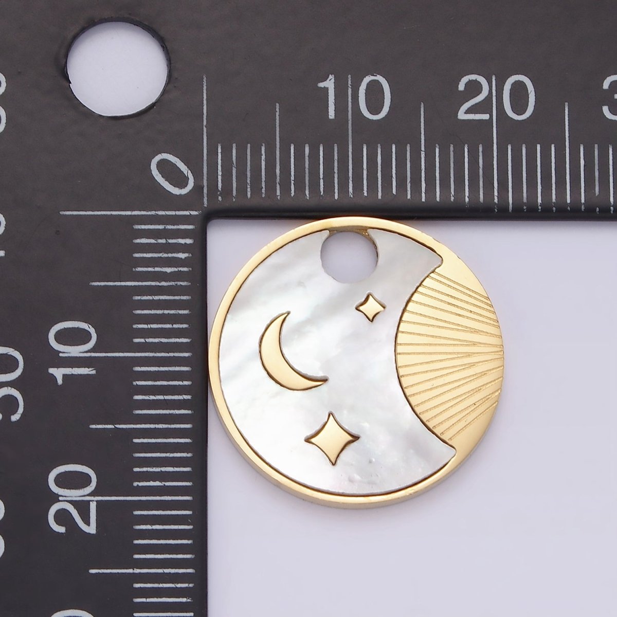 Stainless Steel Gold Shell Pearl Crescent Moon Pendant Charm for Necklace Bracelet Celestial Jewelry | P-652