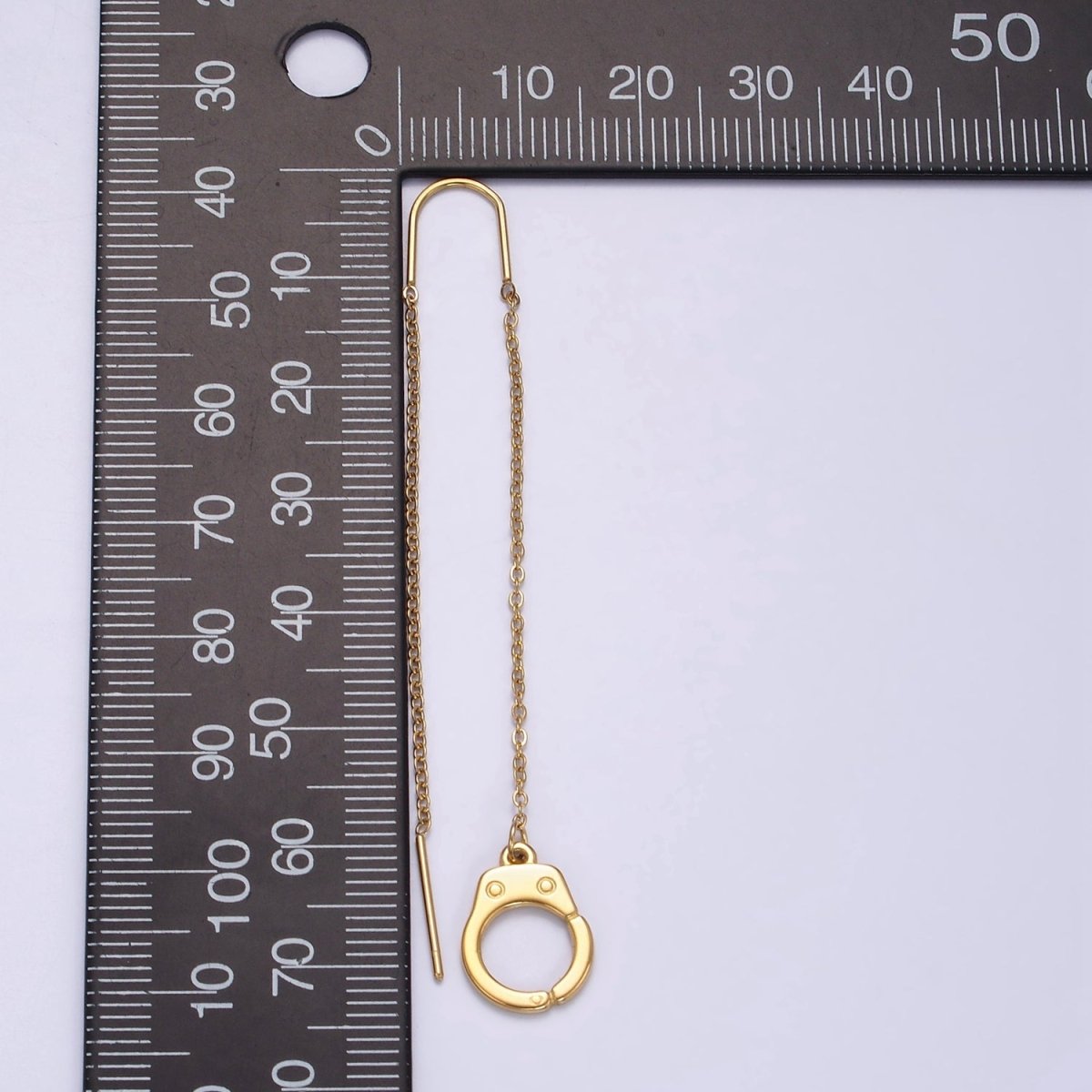Stainless Steel Hand Cuff Cable Link Chain Threader Earrings | AE745