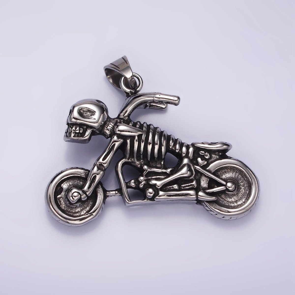 Stainless Steel Human Skeleton Skull Motorcycle Vehicle Pendant | P1061