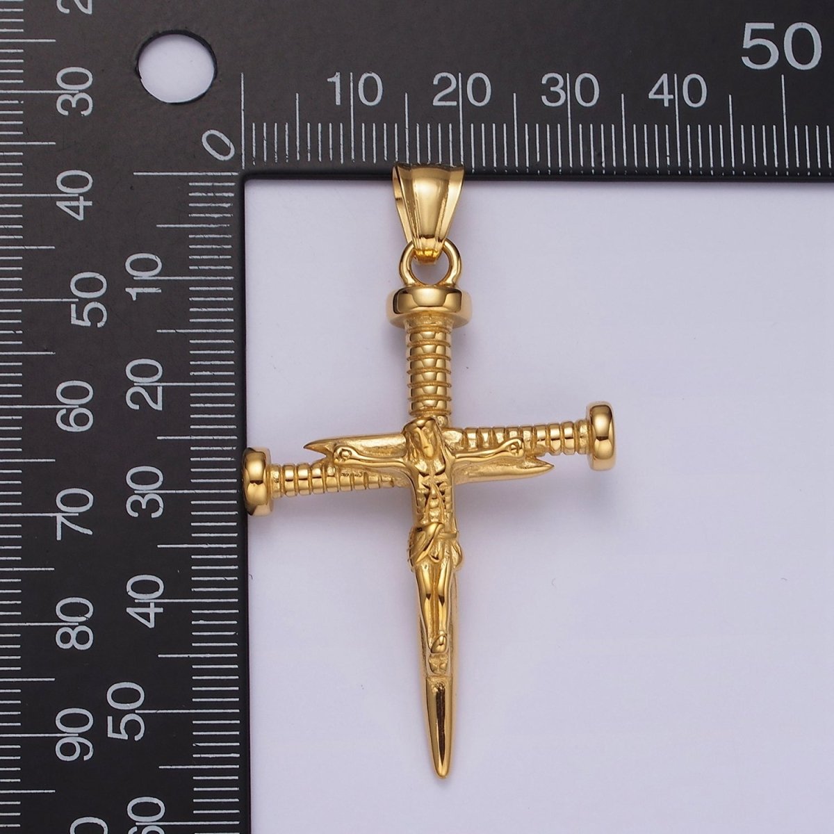 Stainless Steel Jesus Crucifix Nail Religious Cross Pendant | P1074