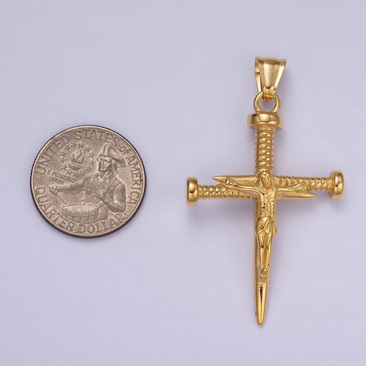 Stainless Steel Jesus Crucifix Nail Religious Cross Pendant | P1074