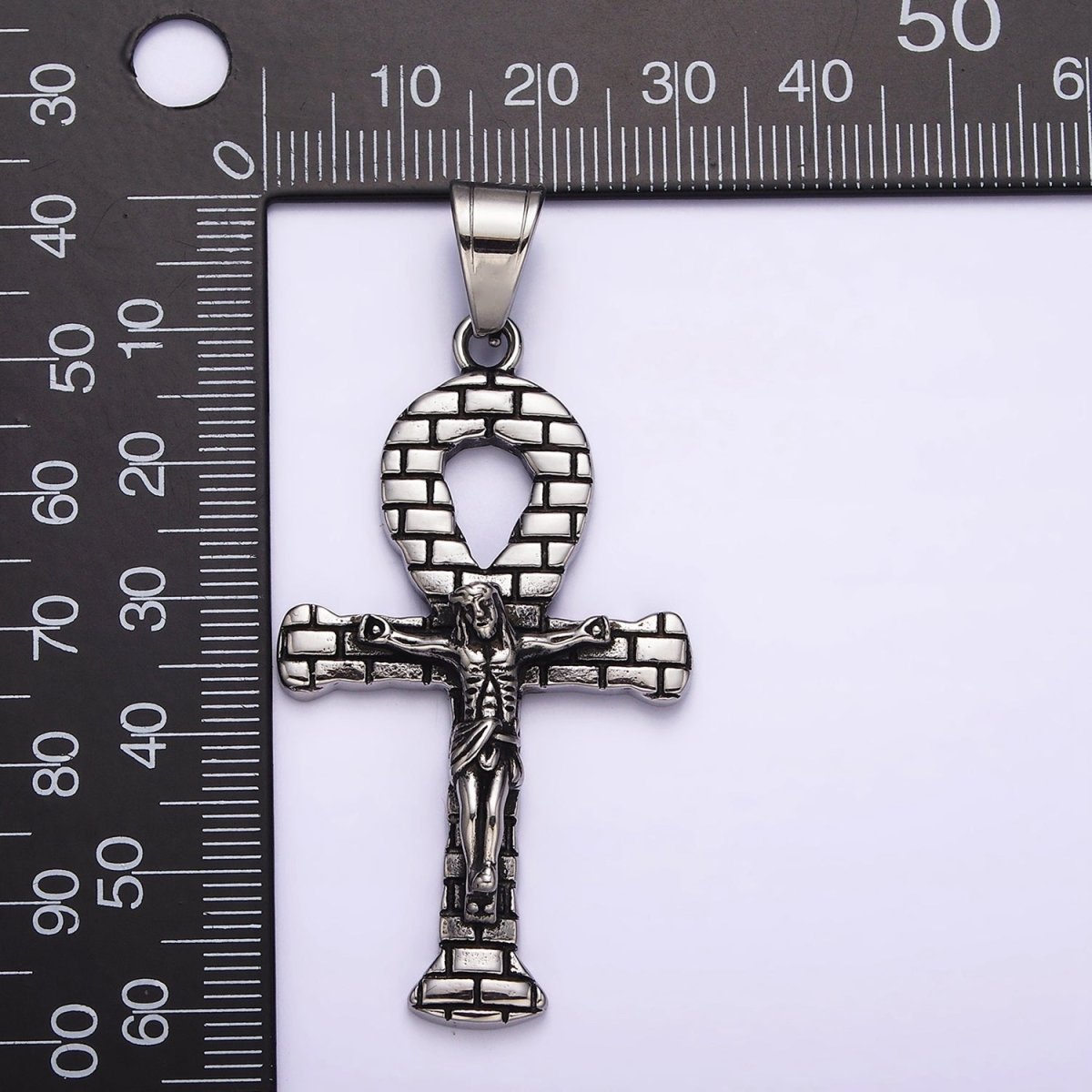Stainless Steel Jesus Crucifix Religious Cross Brick Ankh Cross Pendant J-695