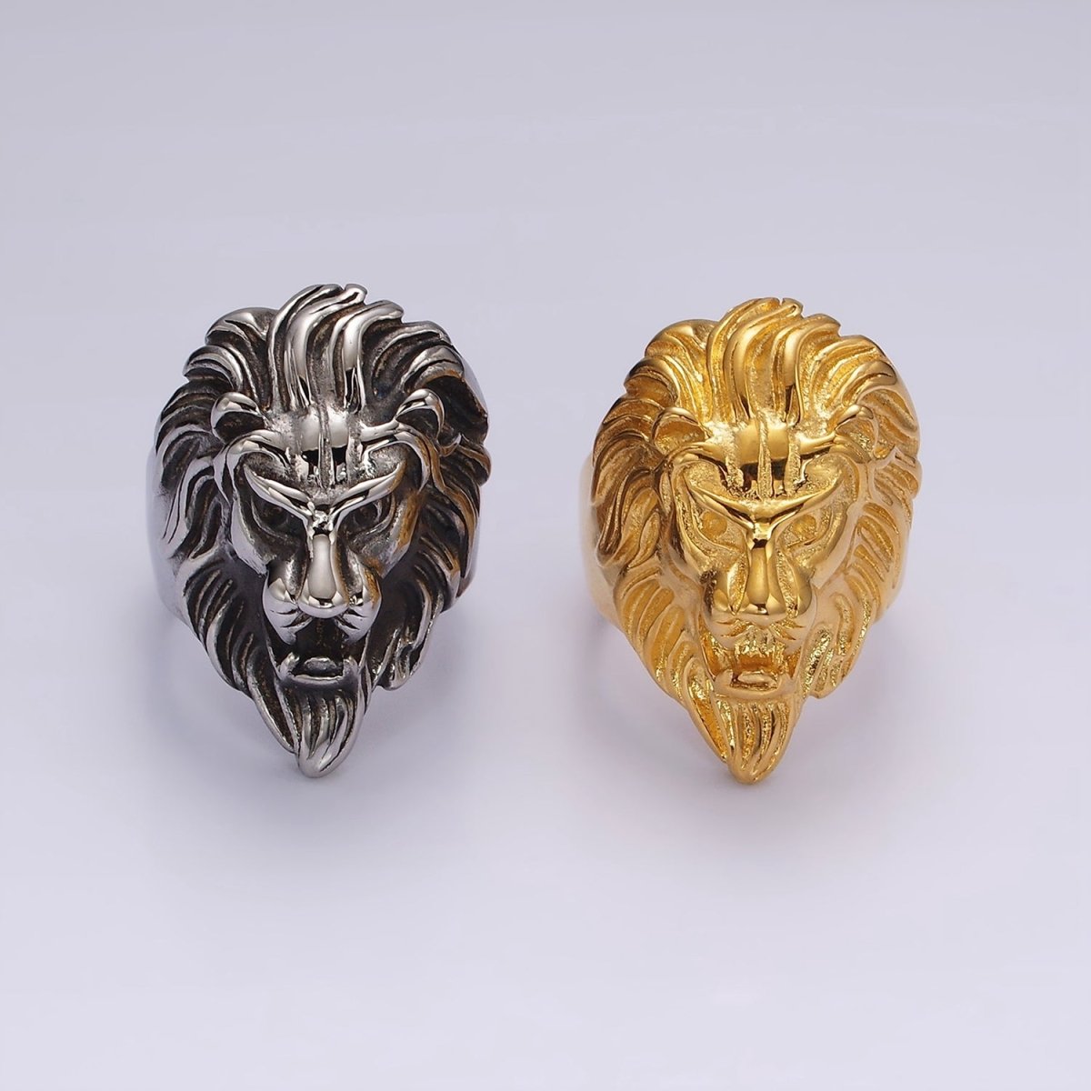 Stainless Steel Lion Head King Animal Ring in Gold & Silver | O1222 - O1227