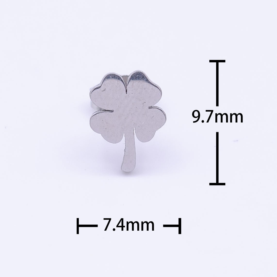 Stainless Steel Lucky Clover Leaf Quatrefoil Silver Stud Earrings | AD-244