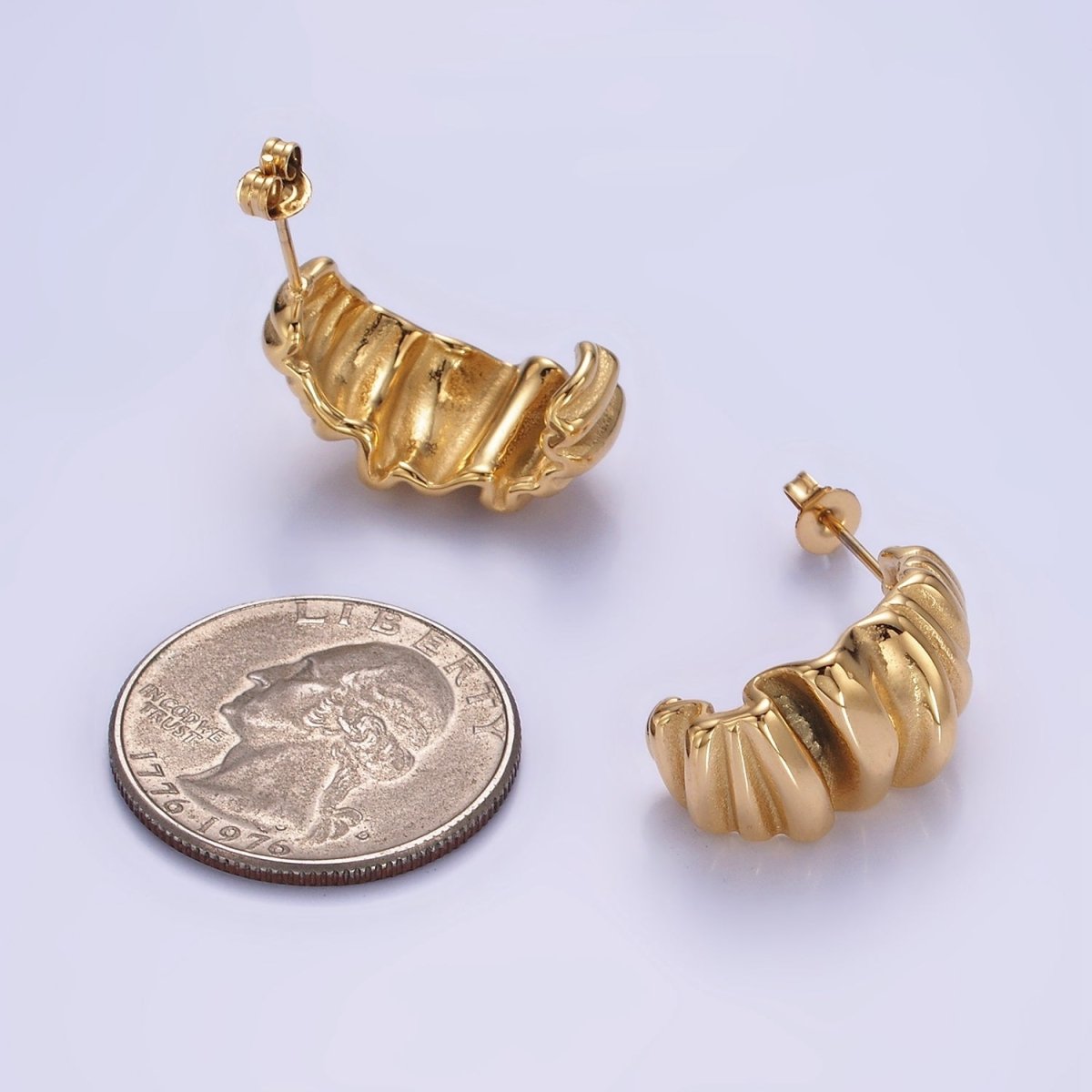Stainless Steel Molten Geometric C-Shaped Hoop Earrings | AE450