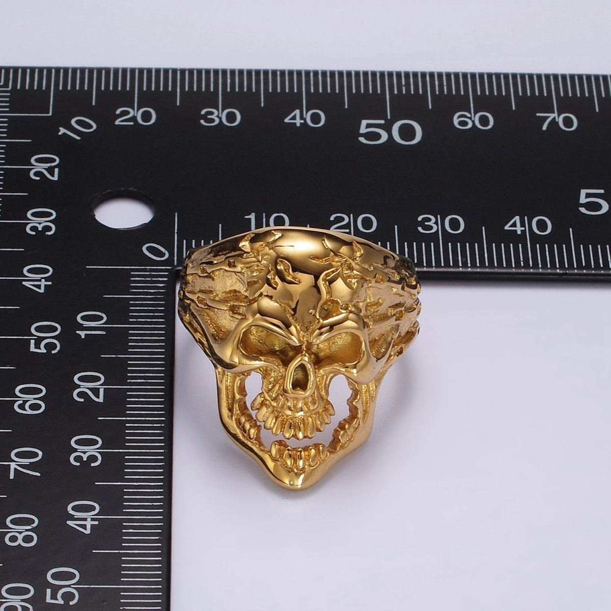 Stainless Steel Molten Human Skeleton Skull Ring in Gold & Silver | O1117 - O1124