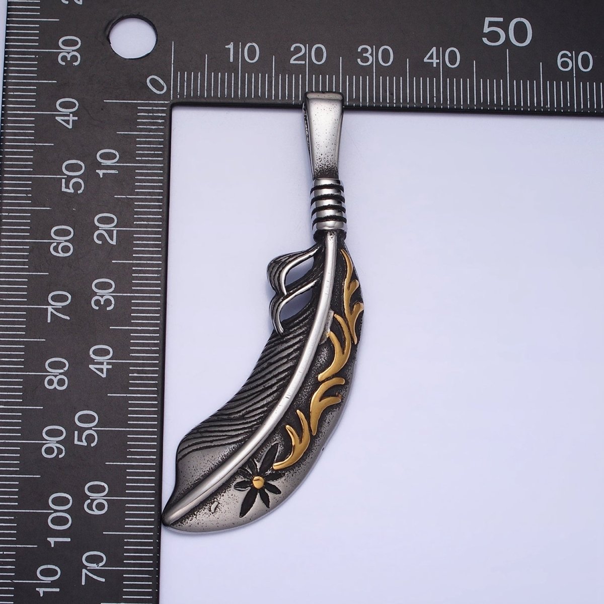 Stainless Steel Nature Flower Leaf Nature Mixed Metal Pendant J-809